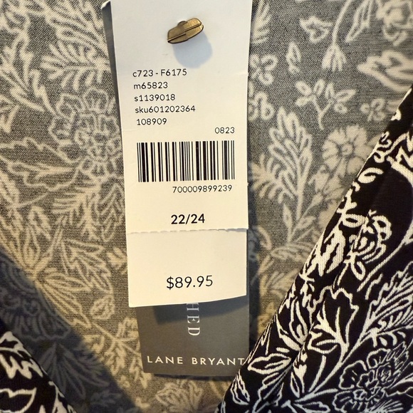 NWT Lane Bryant Black and White Midi V-Neck 3/4 Sleeve Dress Size 22/24 - Picture 3 of 8